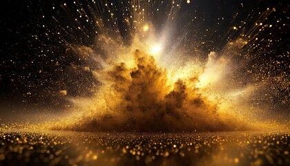 photo of a powerful explosion of golden dust