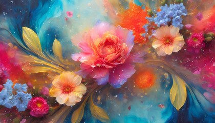 Obraz na płótnie Canvas floral and abstract liquid texture background