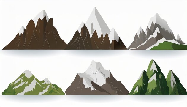 flat design vector mountains icon set mountains collection mountains set in flat design vector illustration