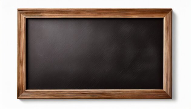 blackboard with brown wood frame isolated on white background