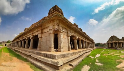 Fototapeta na wymiar beautiful architecture of ancient ruines of temple in hampi