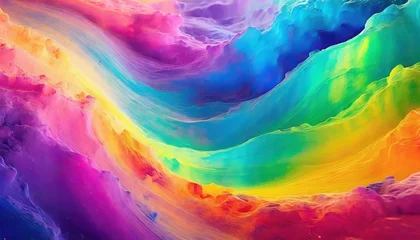 Fotobehang rainbow colors flowing paint hd wallpaper © William
