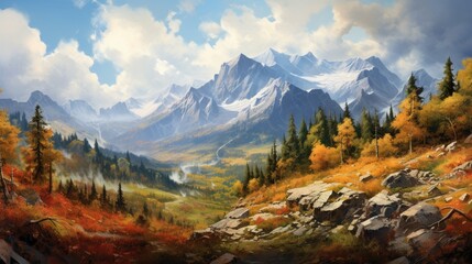 Fototapeta na wymiar autumn landscape in the mountains ai generated