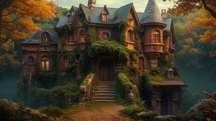 Märchenhaftes Cottage im Wald.