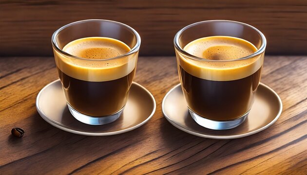 two glass cups of espresso with coffee crema