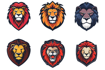 Obraz premium Esport vector logo lion, icon, vector, sticker, set, collection, group, head, sign