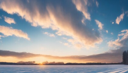 Naklejka na ściany i meble serene sunset sky at winter