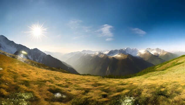 breathtaking panorama of morning wild nature high in mountains