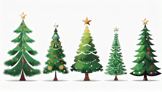 flat design vector christmas tree icon set christmas tree collection christmas tree set in flat design vector illustration