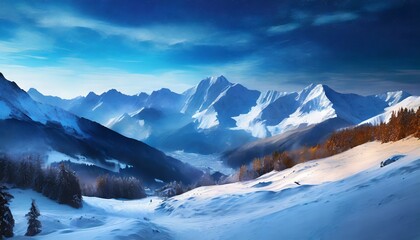 a view of snowy mountains 
