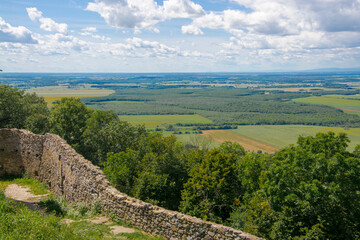 Fototapeta na wymiar Landscape from the old medieval castle of Somlo on the mount