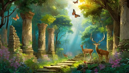 Obraz na płótnie Canvas fantasy fairy tale illustrated background