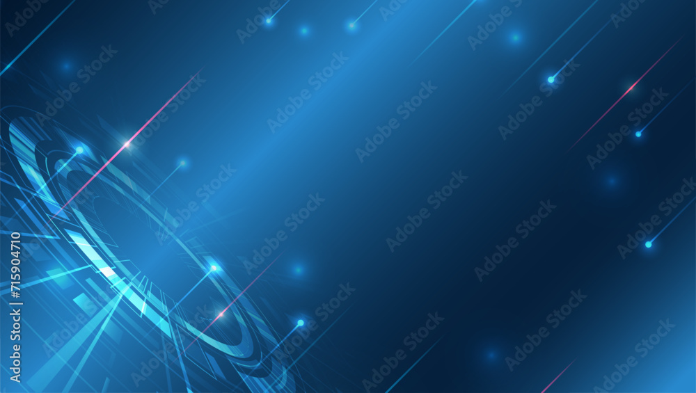 Poster Data transfer and protection, internet communication on a blue background. High computer technology design. Modern science vector presentation. Abstract circles and lines futuristic concept.