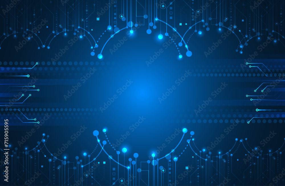 Wall mural abstract circles and lines futuristic concept. data transfer and protection, internet communication 