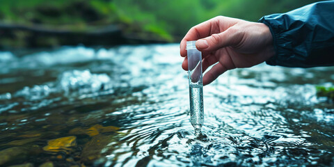 Water testing kit used to test the quality of a river.