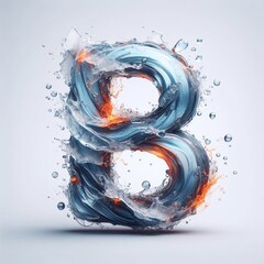 Water blends with fire letter B. AI generated illustration