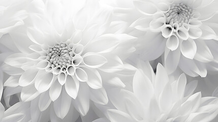 White flowers wallpaper, monochromatic abstraction, beautiful white chrysanthemum as background, closeup