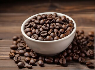 Fototapeta premium lots of coffee beans in a cup, Generative AI