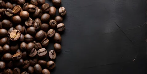 Foto op Plexiglas coffee beans background black, Generative AI © VitorCosta