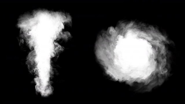 3D rendering realistic storm tornado spin and torque for element to composite in front and top view included alpha matte.