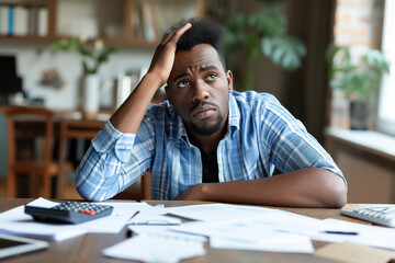 Black man worried about his bills