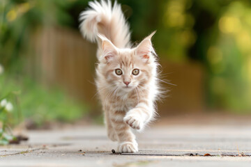 Naklejka na ściany i meble Small tabby kitten walking