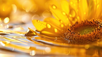 Sunflower flower float in cooking oil wallpaper background