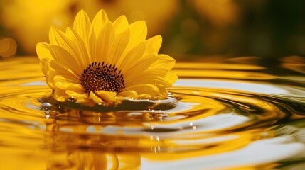 Sunflower flower float in cooking oil wallpaper background