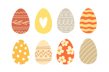 Set of colorful Easter eggs in cartoon style