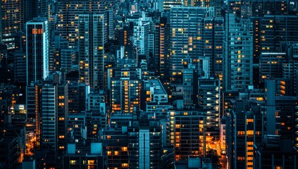 Obraz premium the city is composed of buildings with a network on them Generative AI