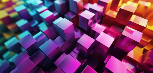 Dynamic cubes with vibrant gradients, a digital dance of intersecting colors