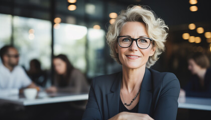 A business woman in a business meeting with colleagues - obrazy, fototapety, plakaty