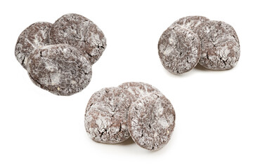 Chocolate cookies isolated on white background.