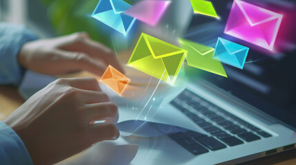 Inbox Ingenuity: Unveiling Marketing Brilliance Through Email Channels. Generative AI - obrazy, fototapety, plakaty