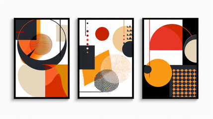 abstract background of art illustration framed in minimalism style modern geometric pop art, wall...