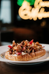 bruschetta with chanterelles, appetizer with mushrooms