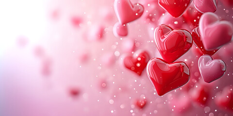 valentines day background with pink and red hearts