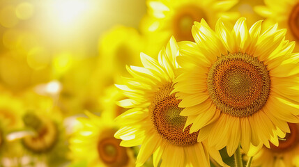 Fototapeta premium Beautiful Summer Sunflowers, perfect for background or wallpaper.