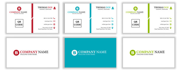Fototapeta na wymiar Creative modern luxury double-sided corporate landscape a bundle of 3 business card and visiting card template.