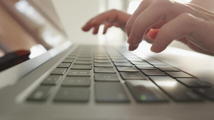 Internet communication: A woman texts social networks using a computer to communicate and share information. Online communication: A business lady writes an email on a mobile PC
