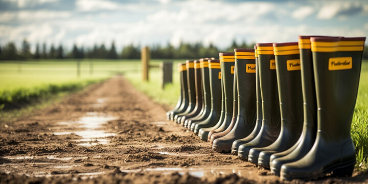 Gumboots Farm Stock Photos And Image,Muddy Wellies Isolated royalty-free image