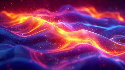 Obraz premium A neon background with the effect of luminous fluid, as if paints dance in the air