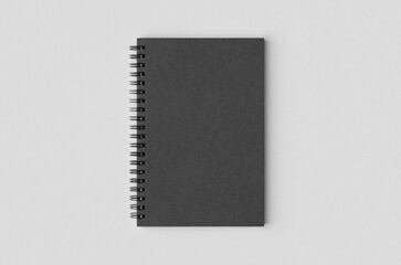 Black spiral notebook mockup.