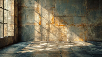 The texture of the concrete wall with overflows of light and shadows, creating a visual volume and