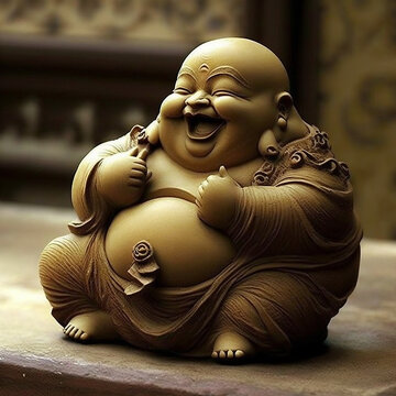 cute laughing buddha statue