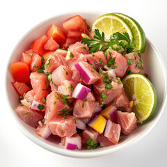 Tuna tartare salad in a bowl.