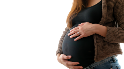 Pregnant woman future mom holding her belly. 