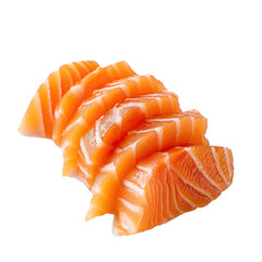 Fresh salmon sashimi slices on transparent background. 