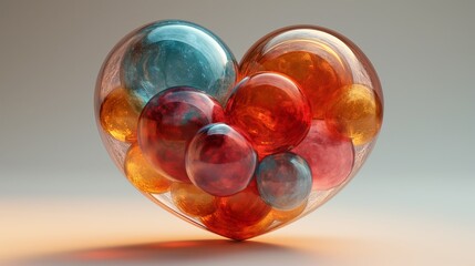 bright romantic heart made of balloons. Generative AI