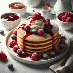 pancakes with berries and cream
